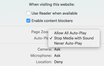 disabling autoplay of media with sound in Safari Preferences disabling autoplay of media with sound in Safari Preferences